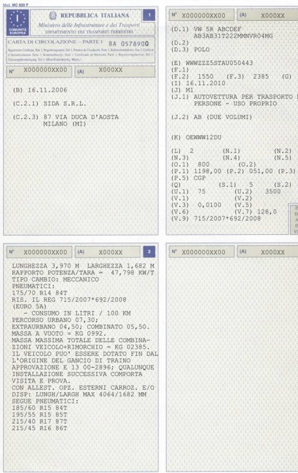 Duplicato carta di circolazione documento unico